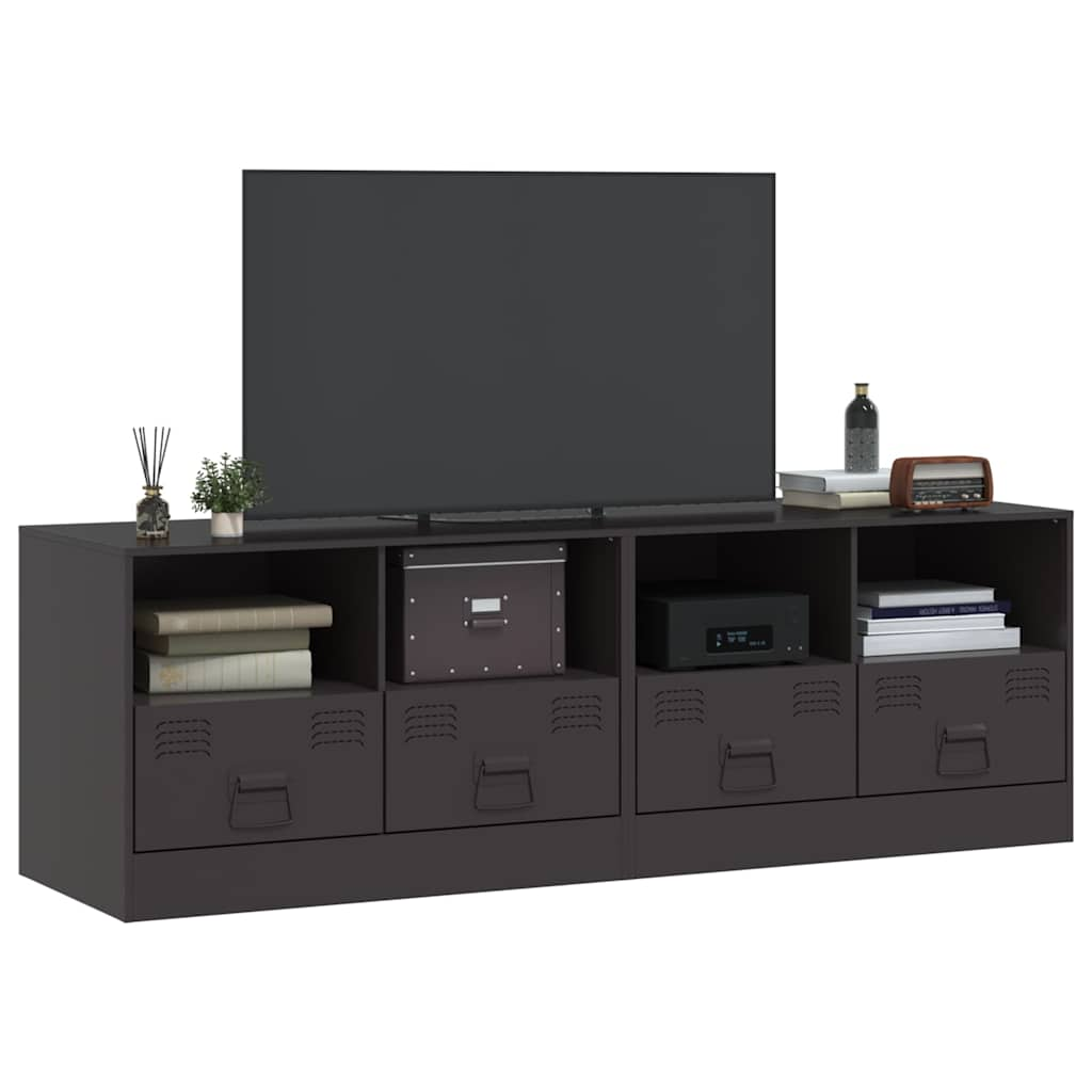 TV Cabinets 2 pcs Black 67x39x44 cm Steel