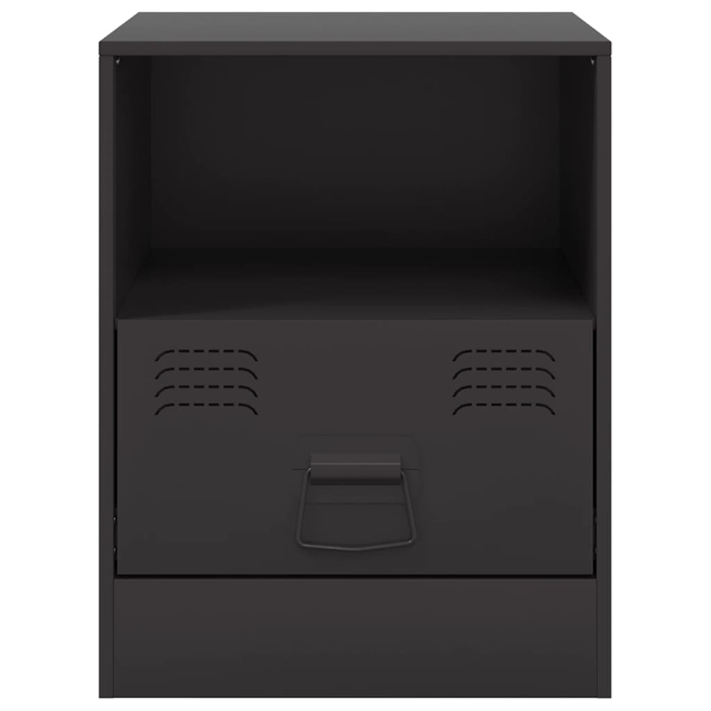 Bedside Cabinets 2pcs Black 34.5x39x44 cm Steel