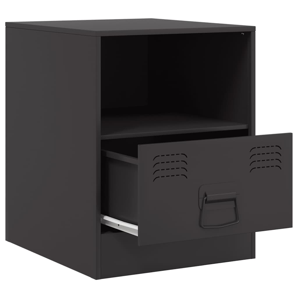 Bedside Cabinets 2pcs Black 34.5x39x44 cm Steel