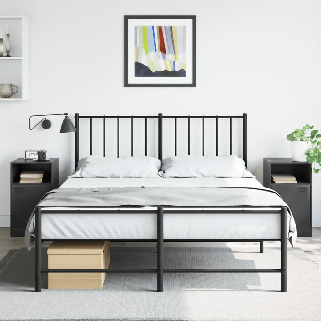 Bedside Cabinets 2 pcs Black 34.5x39x62 cm Steel