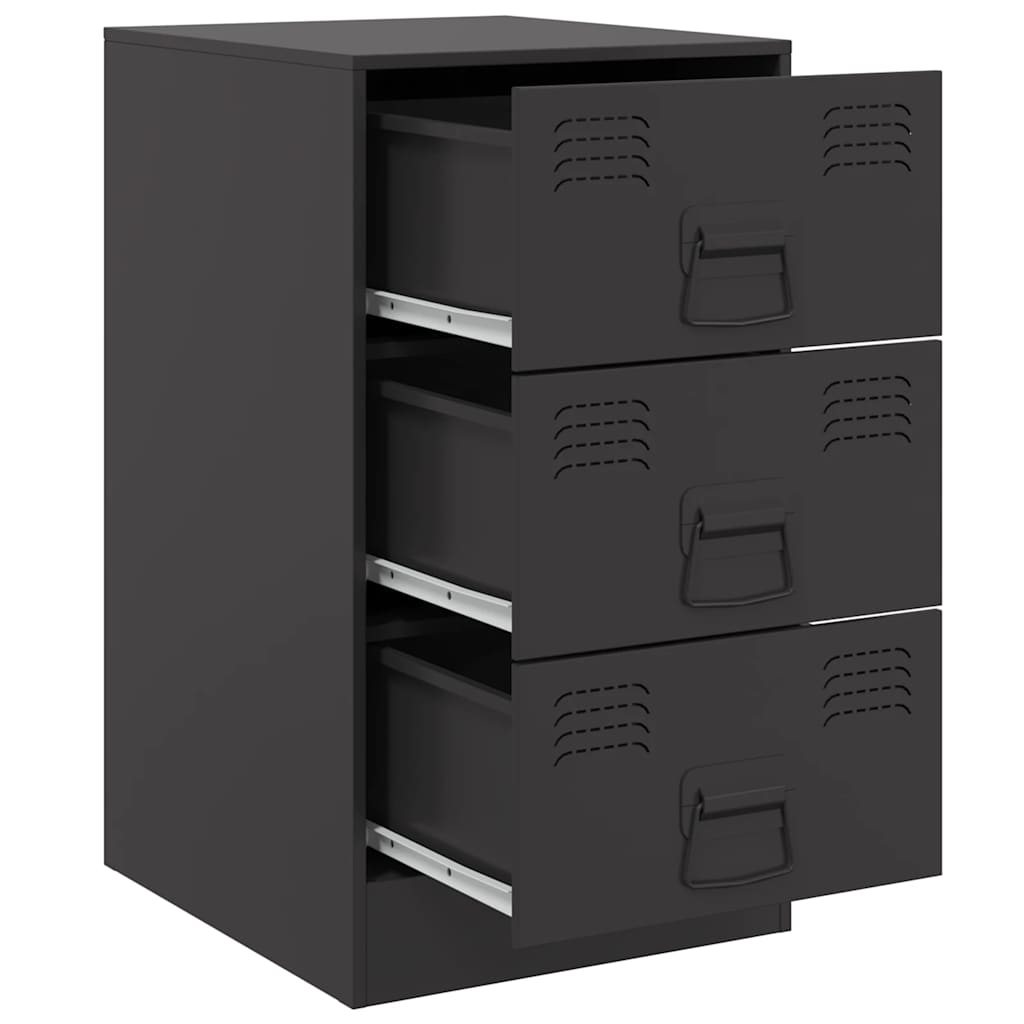 Bedside Cabinets 2pcs Black 34.5x39x62 cm Steel