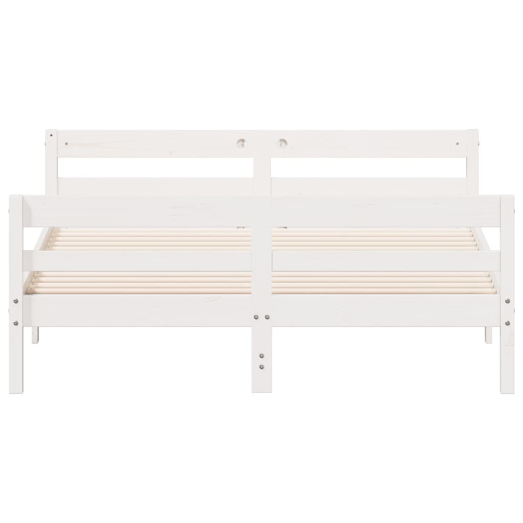 Bed Frame without Mattress White 137x187 cm Double Solid Wood Pine