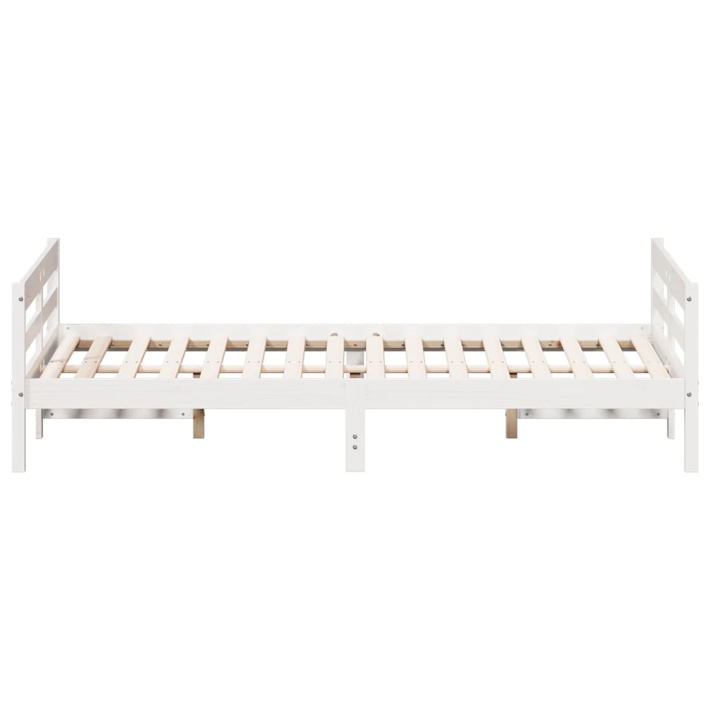 Bed Frame without Mattress White 137x187 cm Double Solid Wood Pine