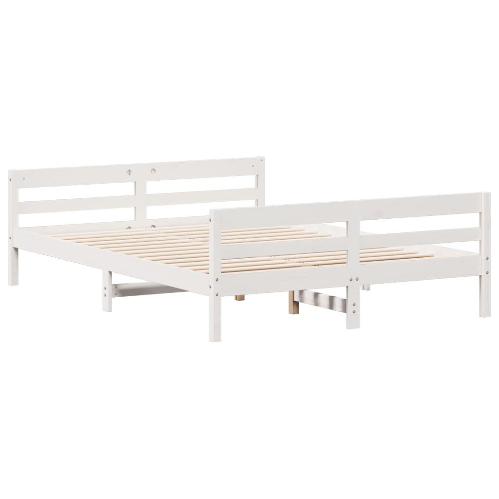 Bed Frame without Mattress White 137x187 cm Double Solid Wood Pine