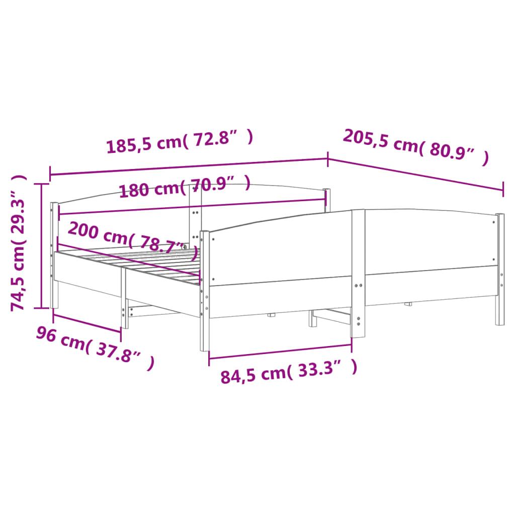 Bed Frame without Mattress 183x203 cm King Solid Wood Pine