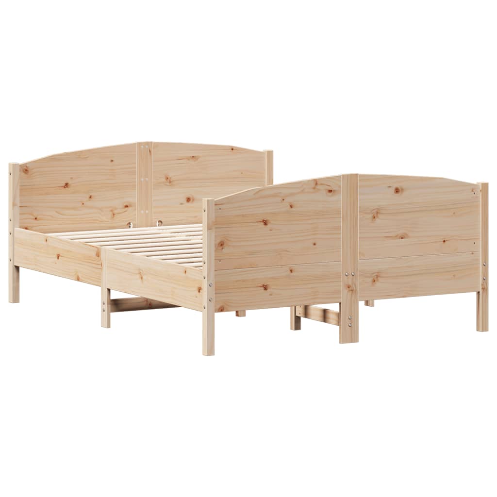 Bed Frame with Headboard 135x190 cm Solid Wood Pine