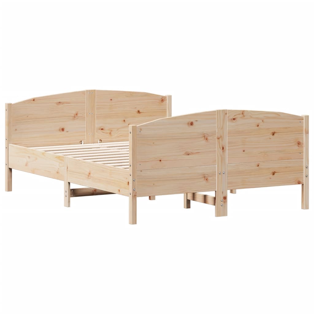 Bed Frame with Headboard 135x190 cm Solid Wood Pine