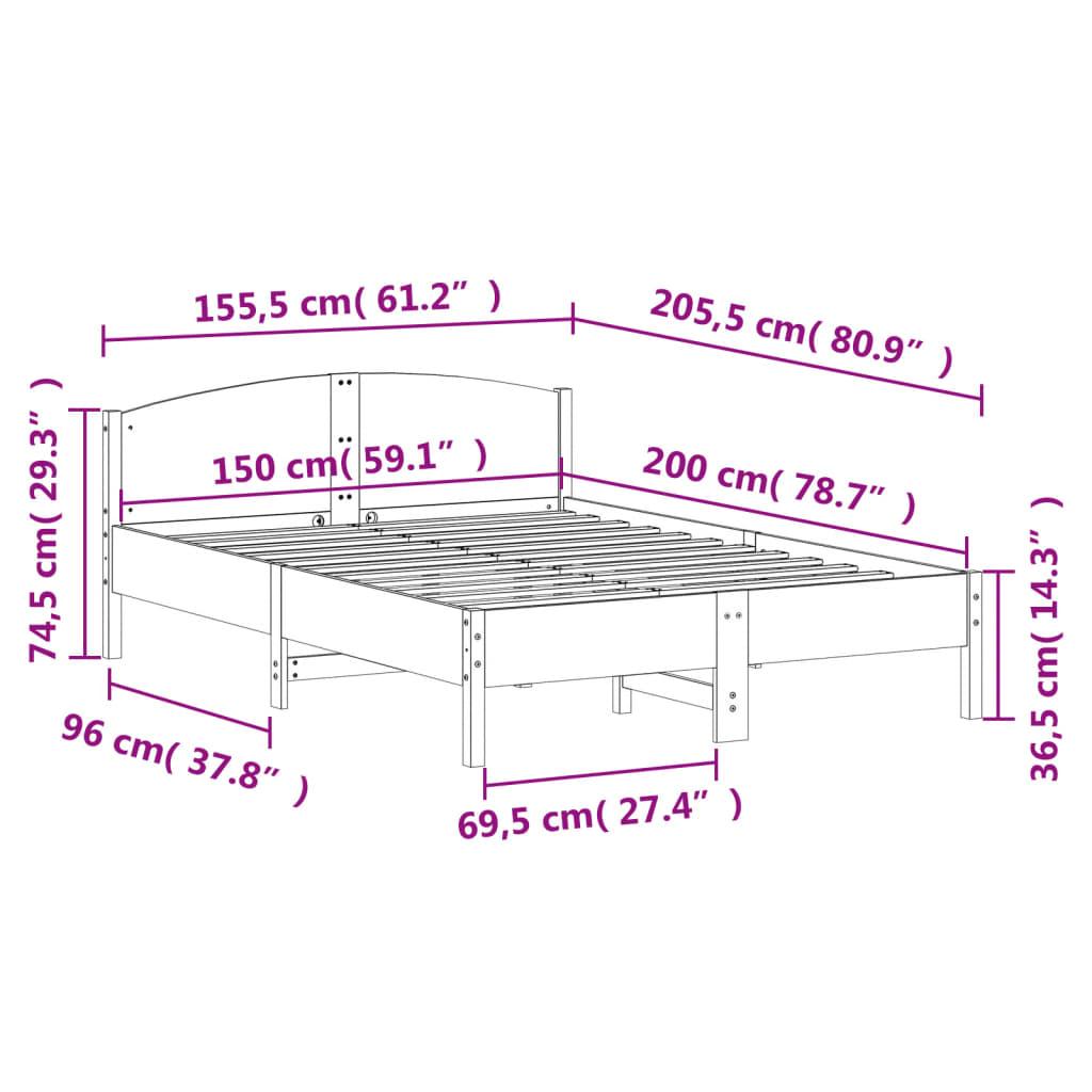 Bed Frame without Mattress 150x200 cm Solid Wood Pine