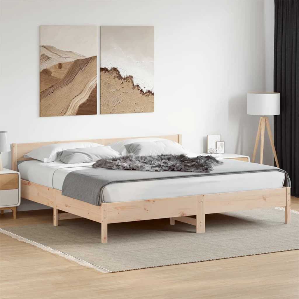 Bed Frame without Mattress 183x203 cm King Solid Wood Pine