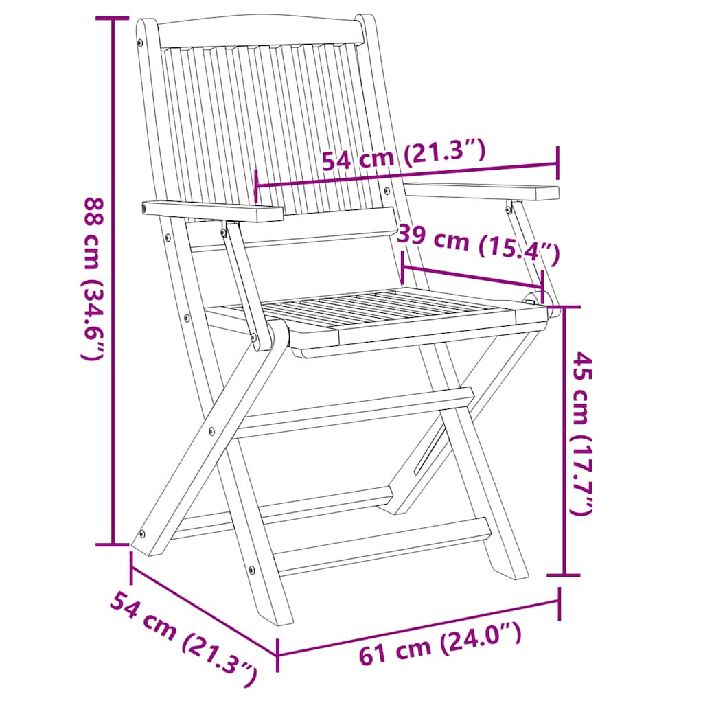 Folding Chairs 4 pcs 54x61x88 cm Solid Wood Acacia