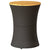 Garden Side Table Drum Shape Black Poly Rattan and Solid Wood