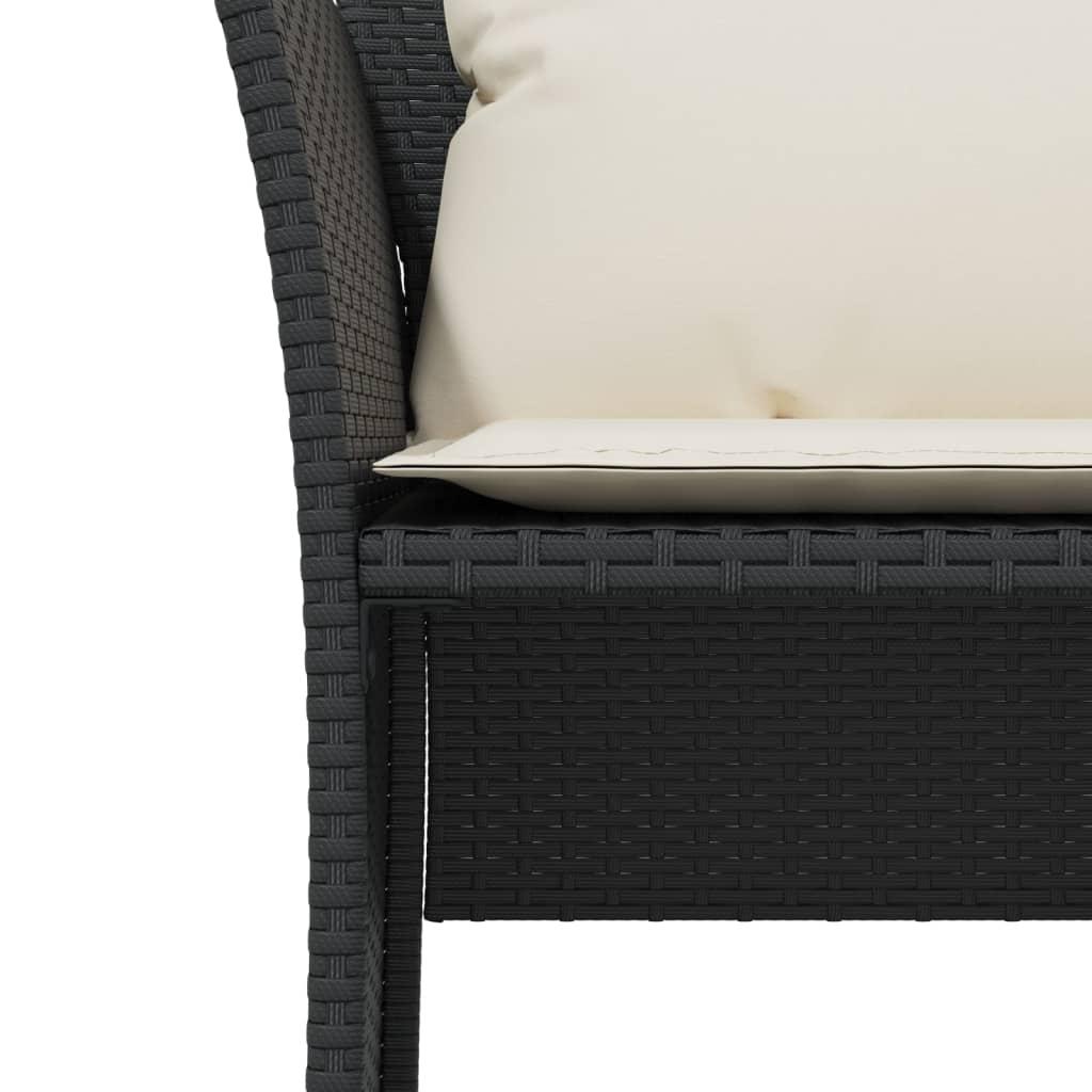 Garden Chair with Footstool Black Poly Rattan