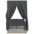 Double Sun Lounger with Roof and Curtains Light Grey Poly Rattan