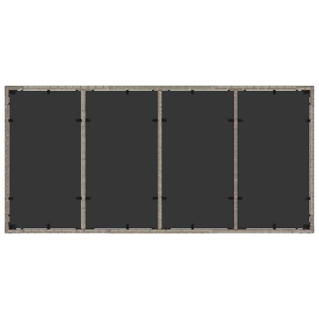 Garden Table with Glass Top Light Grey 190x90x75 cm Poly Rattan