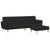 2-Seater Sofa Bed with Footstool Black Fabric