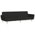 2-Seater Sofa Bed with Footstool Black Fabric