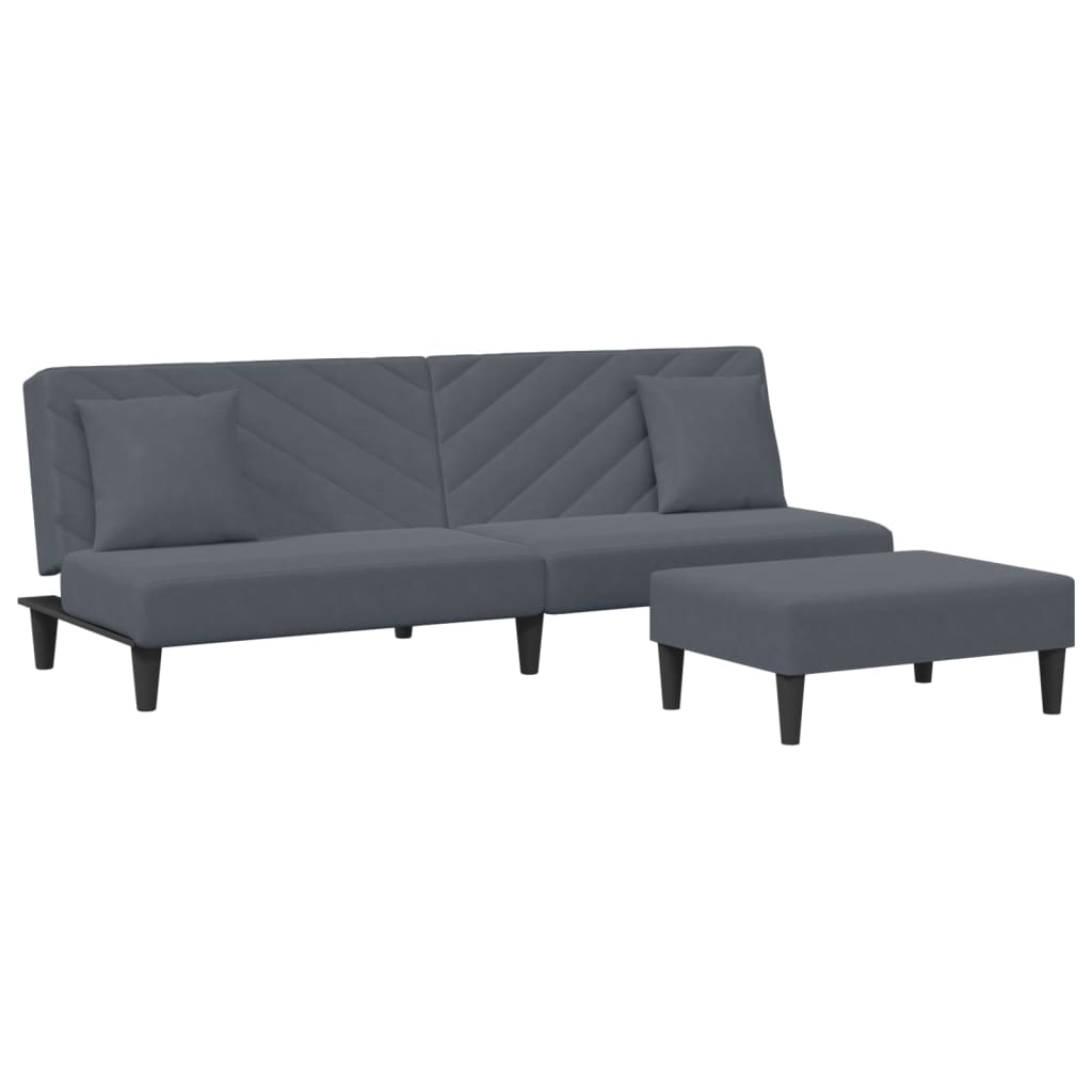 2 Piece Sofa Set with Pillows Dark Grey Velvet