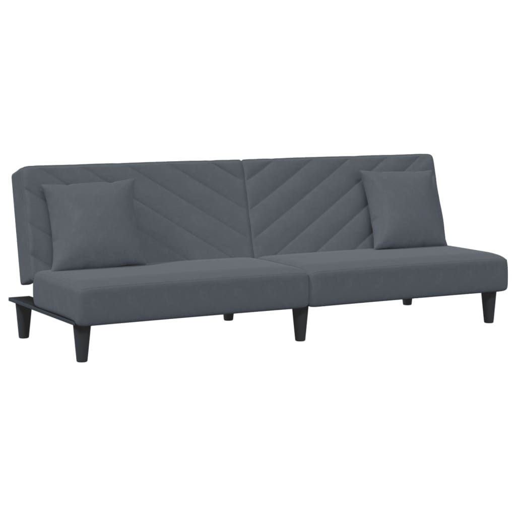 2 Piece Sofa Set with Pillows Dark Grey Velvet