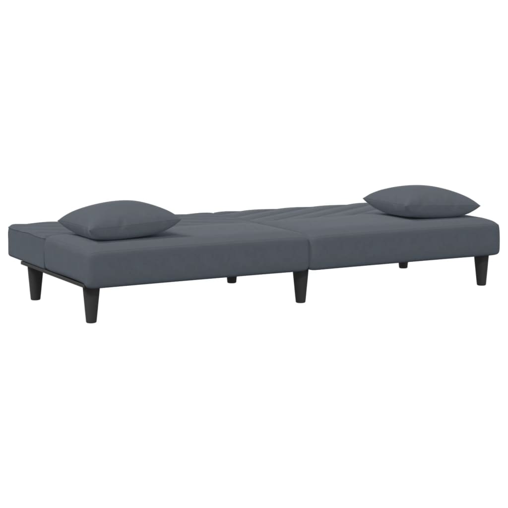 2 Piece Sofa Set with Pillows Dark Grey Velvet