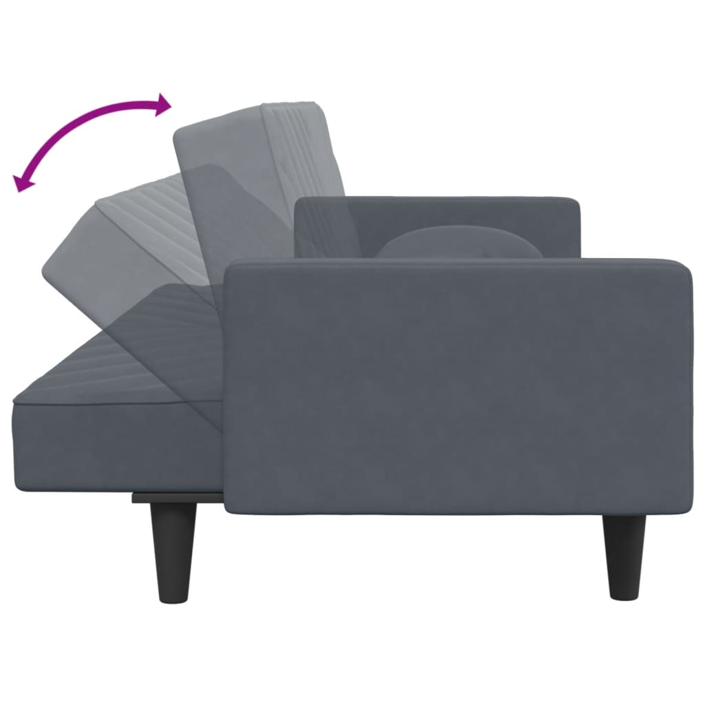 2 Piece Sofa Set with Pillows Dark Grey Velvet