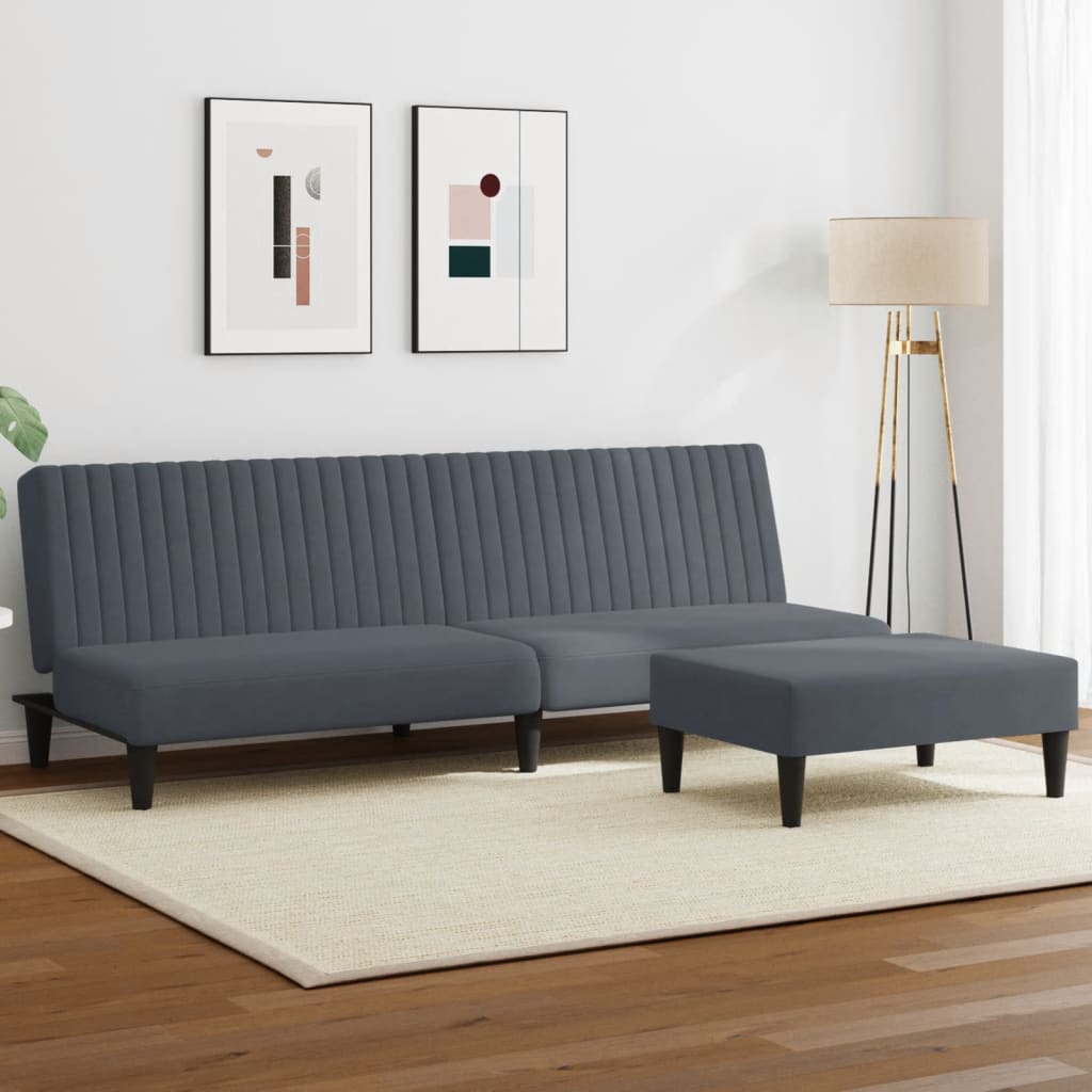 2 Piece Sofa Set Dark Grey Velvet