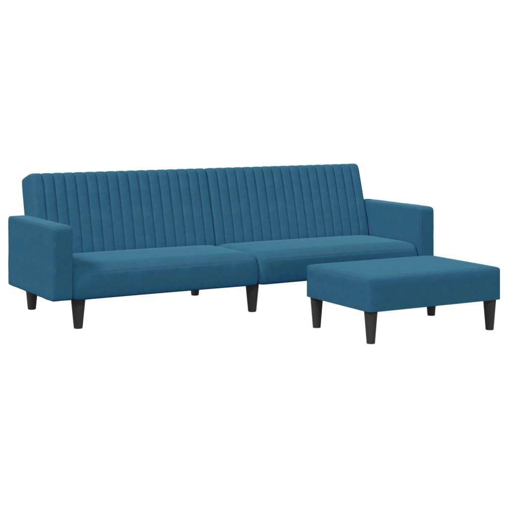 2 Piece Sofa Set Blue Velvet