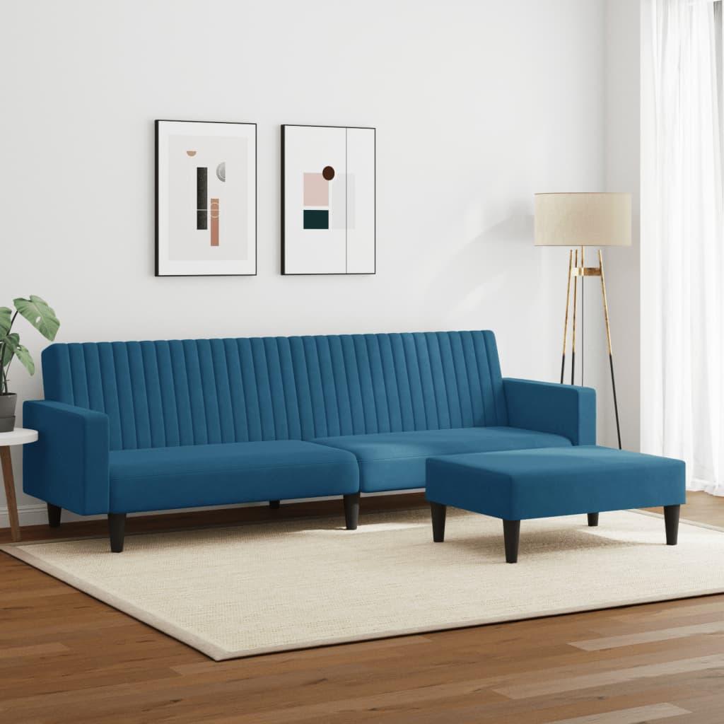 2 Piece Sofa Set Blue Velvet