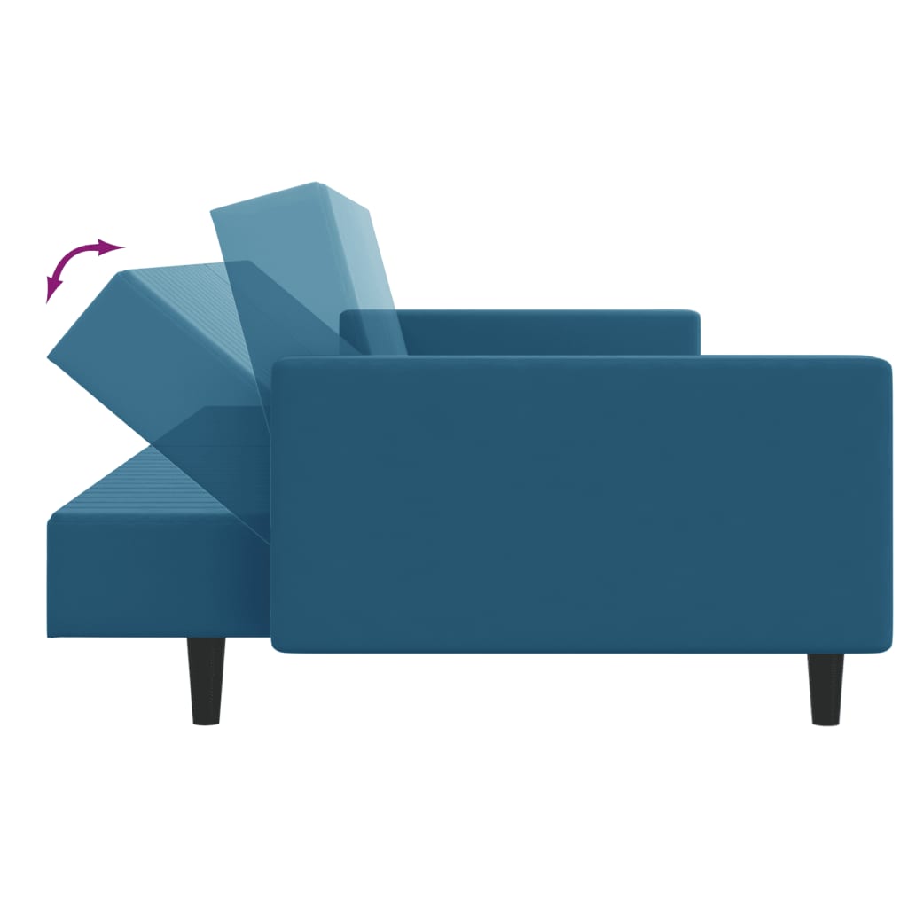 2 Piece Sofa Set Blue Velvet