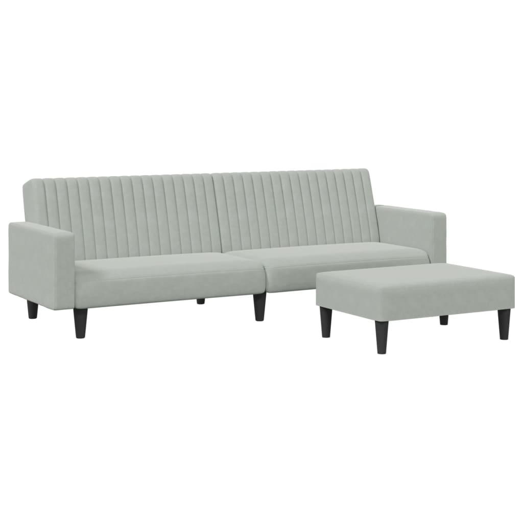 2 Piece Sofa Set Light Grey Velvet