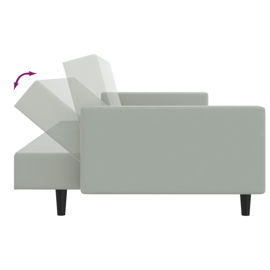 2 Piece Sofa Set Light Grey Velvet