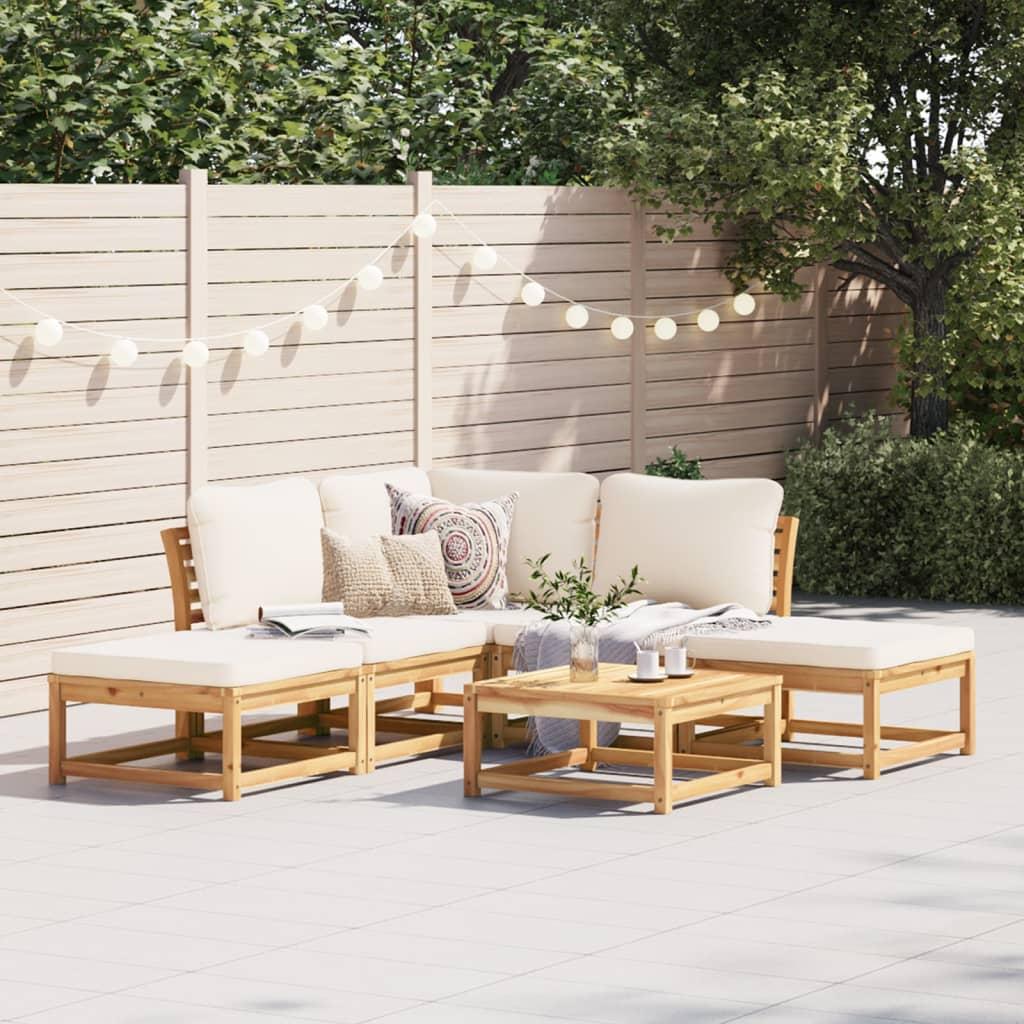 6 Piece Garden Lounge Set with Cushions Solid Wood Acacia