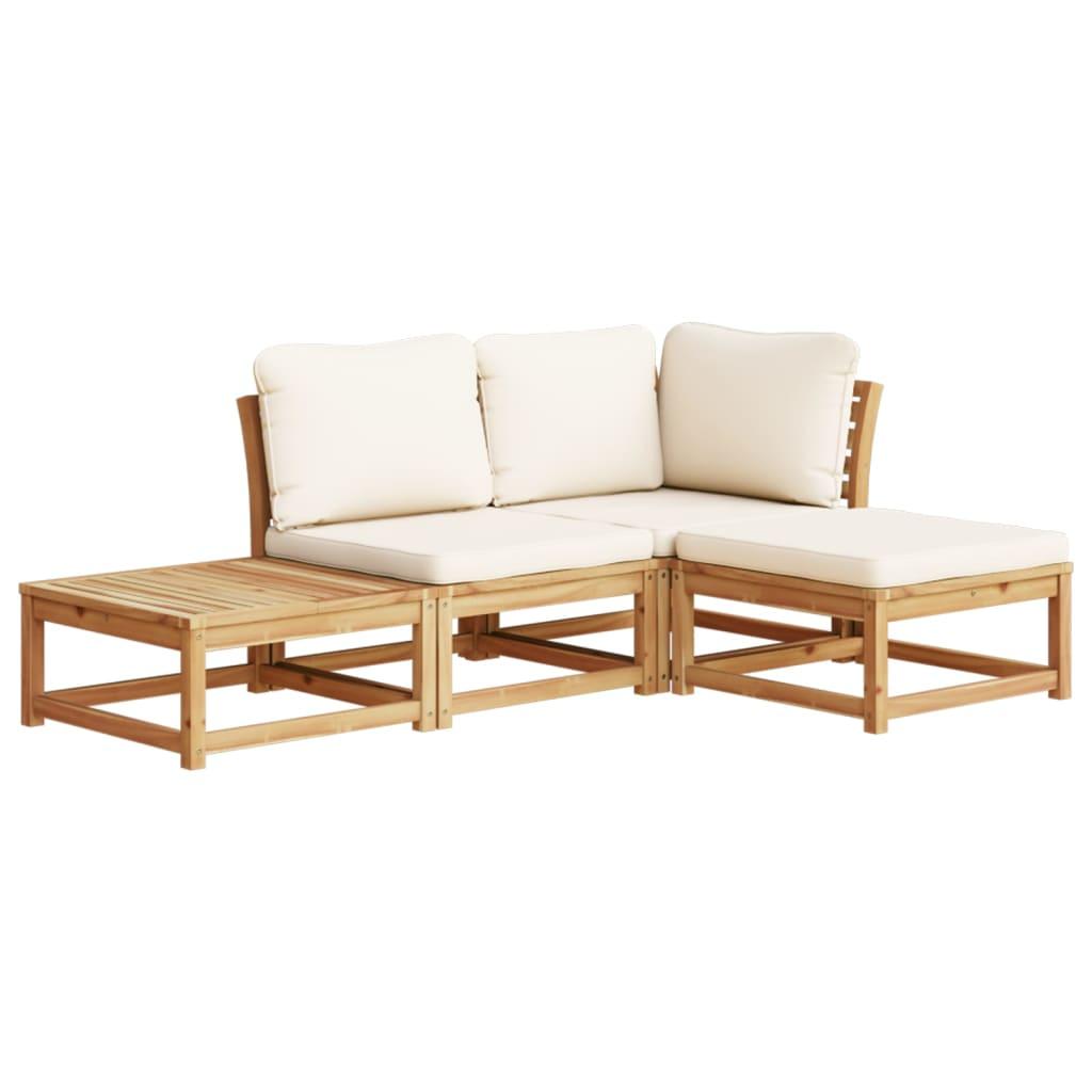 4 Piece Garden Lounge Set with Cushions Solid Wood Acacia