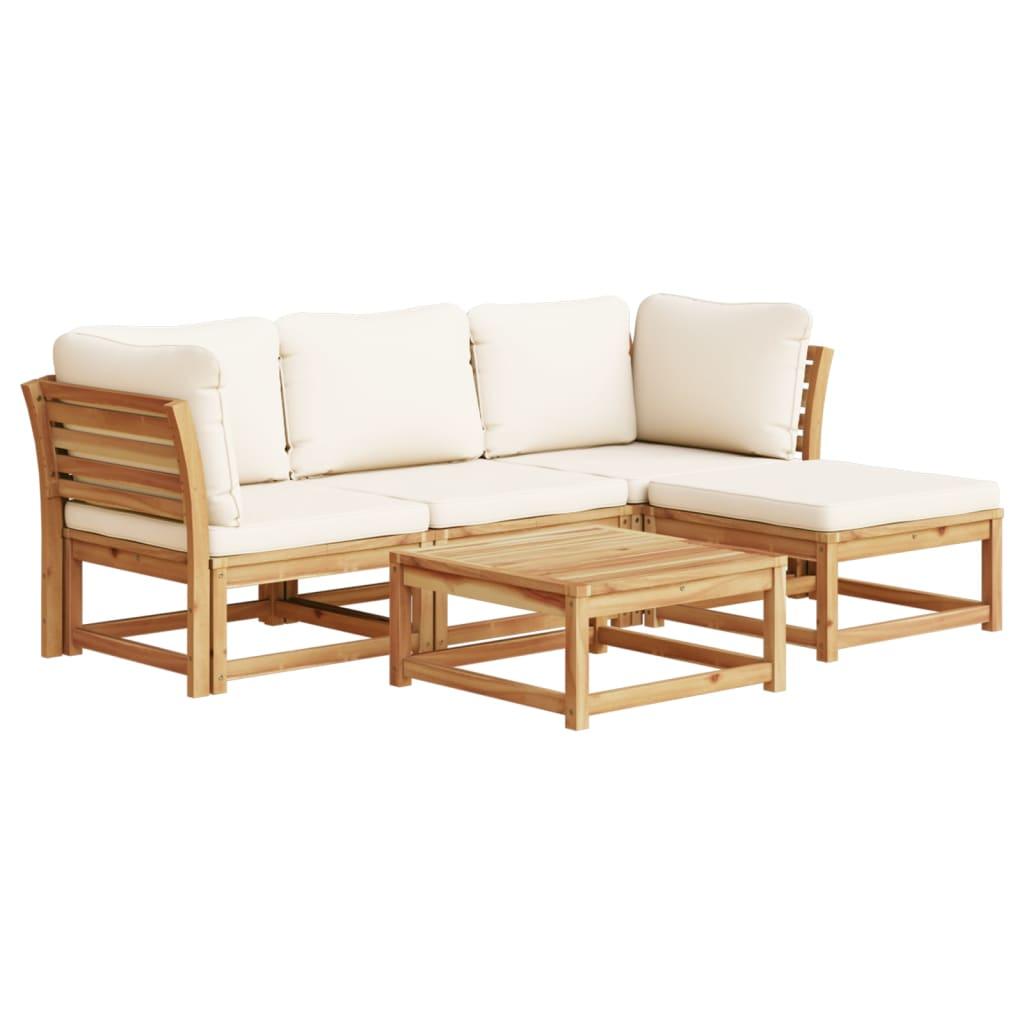 5 Piece Garden Lounge Set with Cushions Solid Wood Acacia