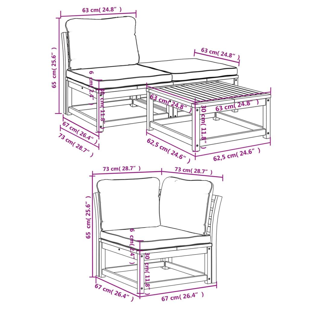 5 Piece Garden Lounge Set with Cushions Solid Wood Acacia