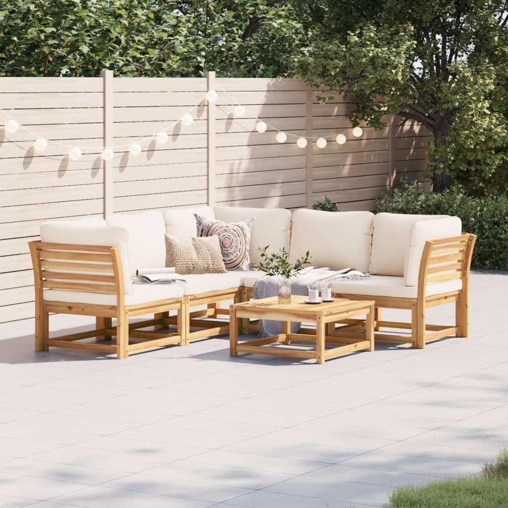 6 Piece Garden Lounge Set with Cushions Solid Wood Acacia