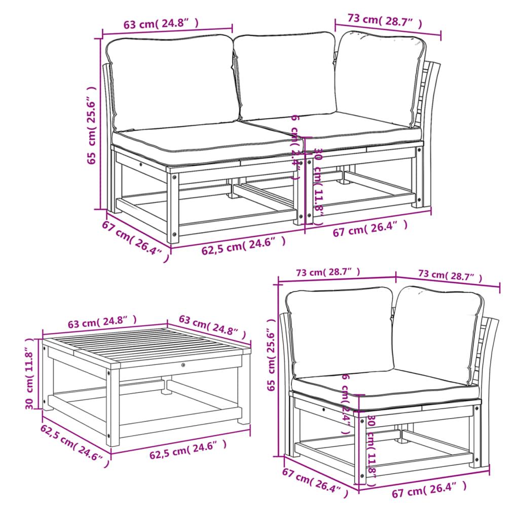 6 Piece Garden Lounge Set with Cushions Solid Wood Acacia