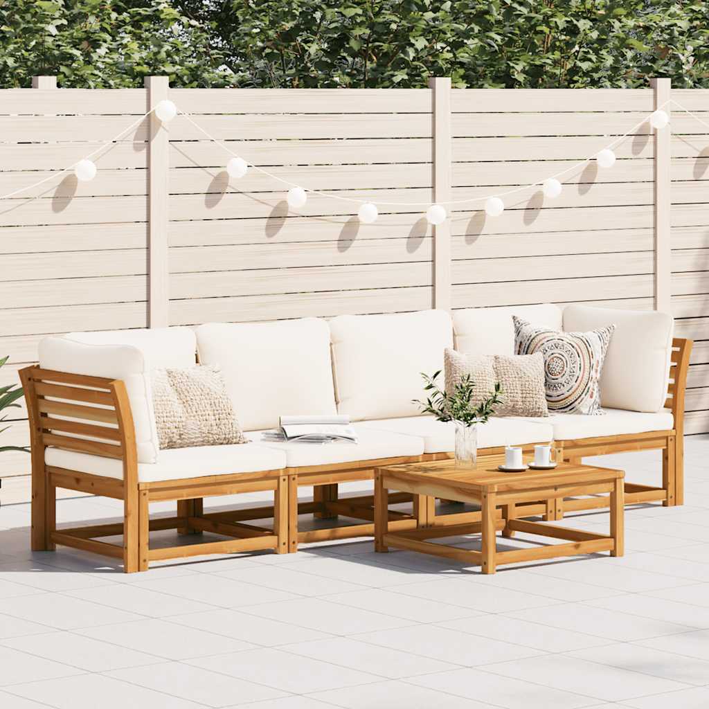 4 Piece Garden Lounge Set with Cushions Solid Wood Acacia