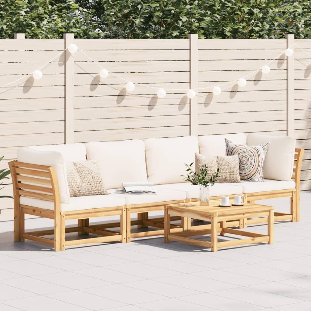 4 Piece Garden Lounge Set with Cushions Solid Wood Acacia