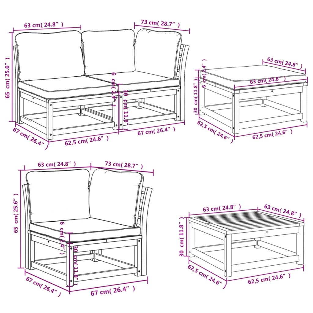 10 Piece Garden Lounge Set with Cushions Solid Wood Acacia