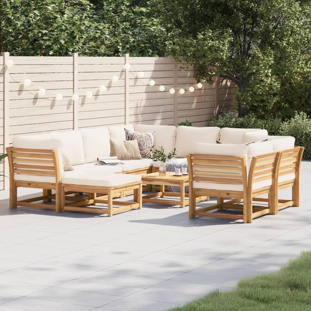 10 Piece Garden Lounge Set with Cushions Solid Wood Acacia