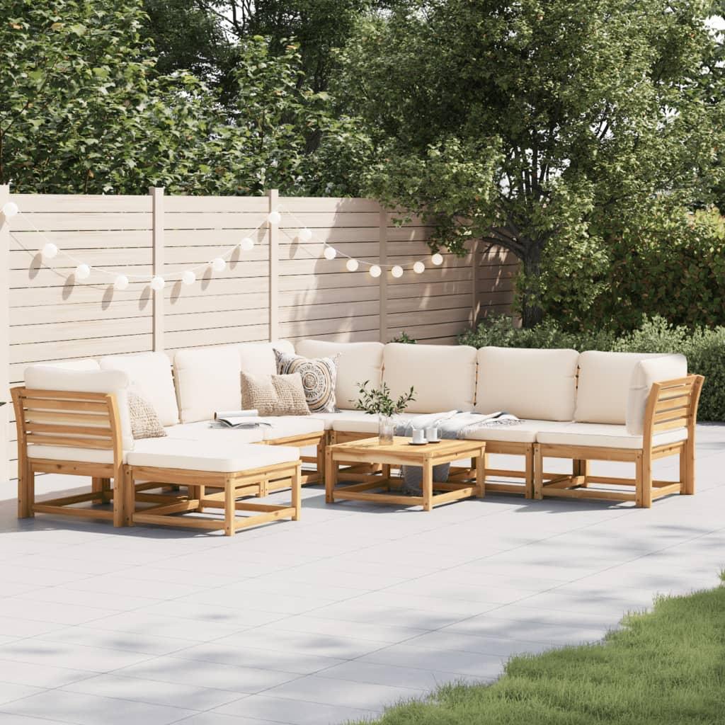 9 Piece Garden Lounge Set with Cushions Solid Wood Acacia