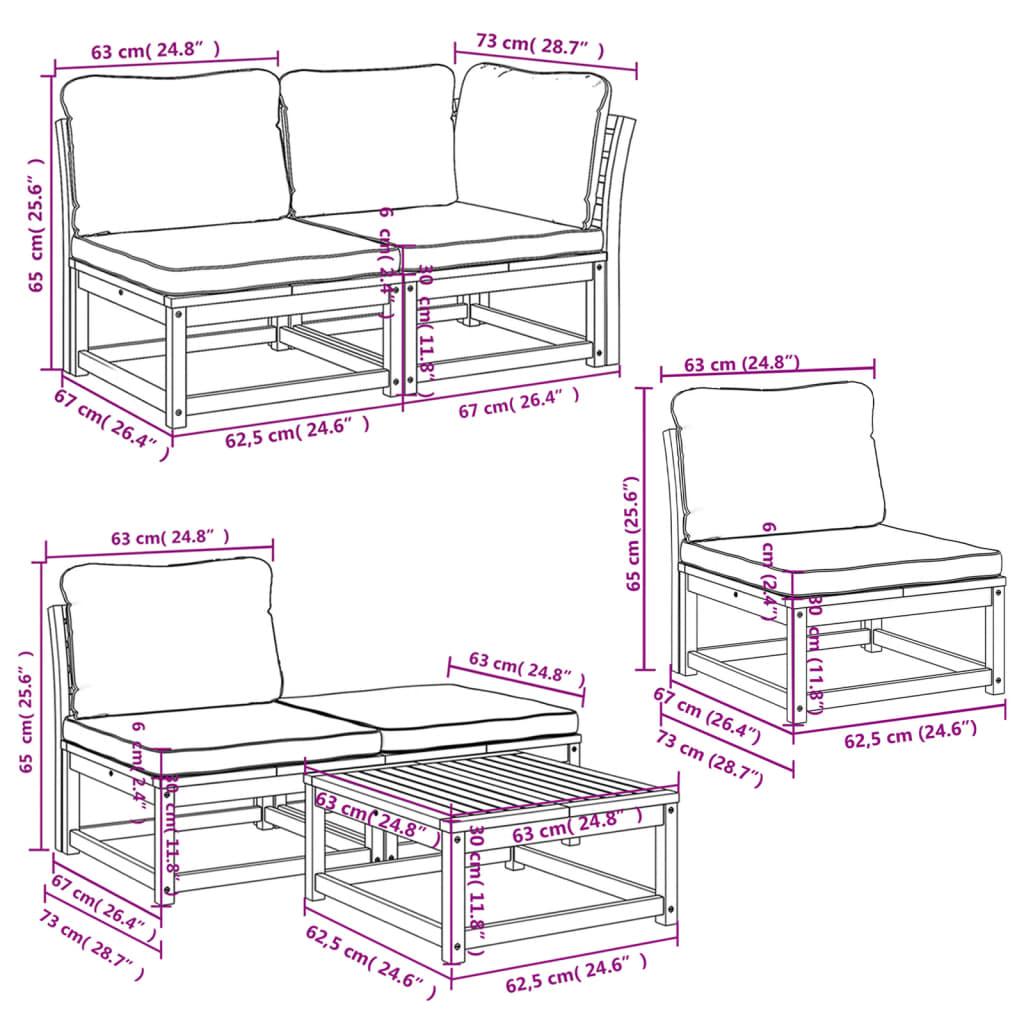 6 Piece Garden Lounge Set with Cushions Solid Wood Acacia