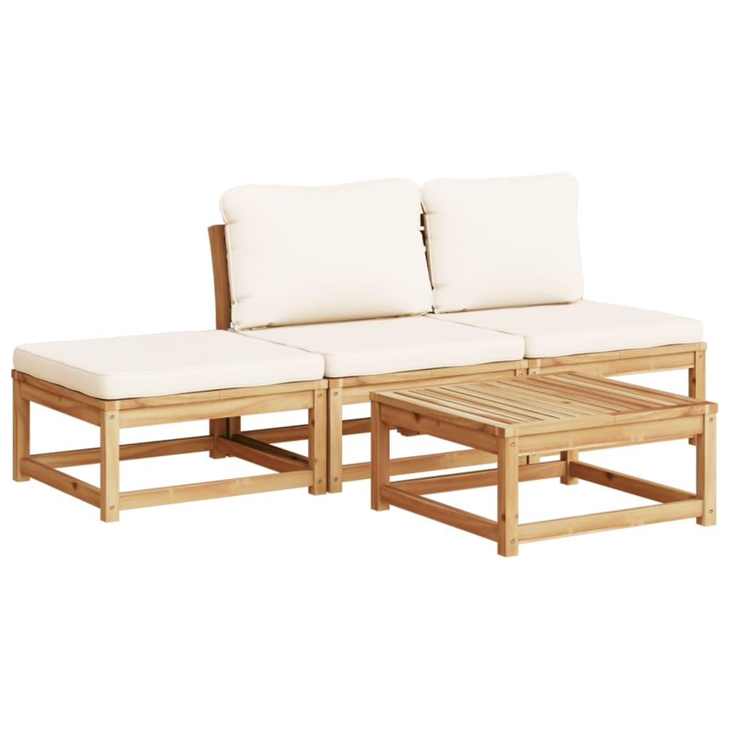 4 Piece Garden Lounge Set with Cushions Solid Wood Acacia