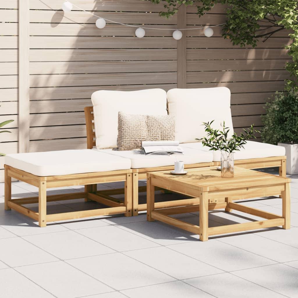 4 Piece Garden Lounge Set with Cushions Solid Wood Acacia