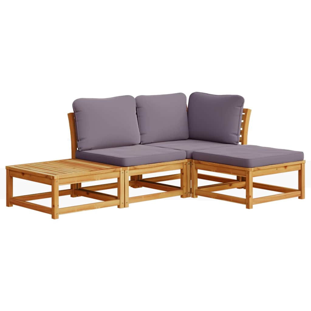 4 Piece Garden Lounge Set with Cushions Solid Wood Acacia