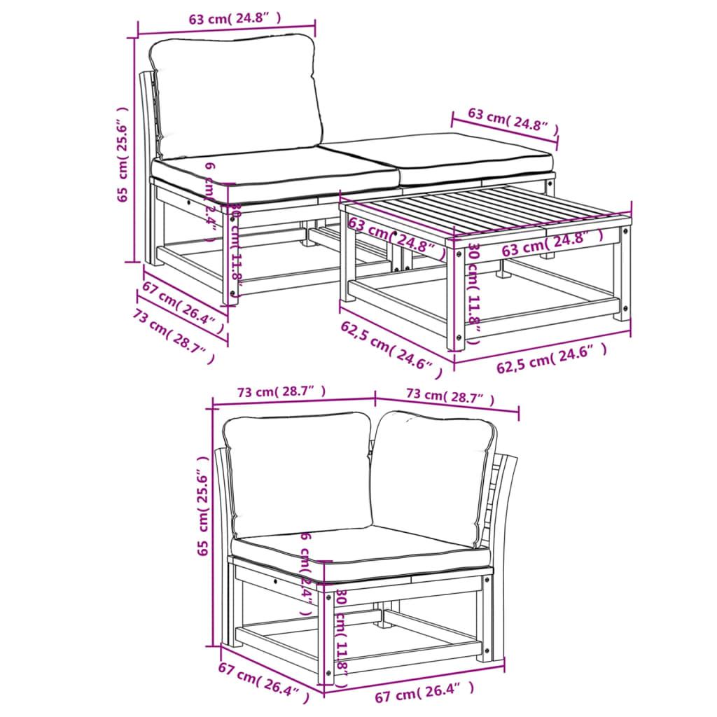 4 Piece Garden Lounge Set with Cushions Solid Wood Acacia