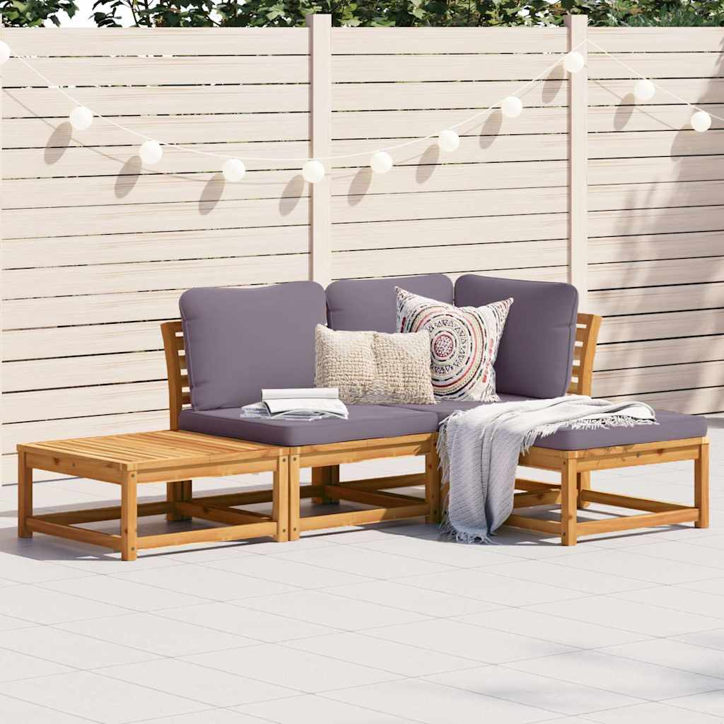 4 Piece Garden Lounge Set with Cushions Solid Wood Acacia