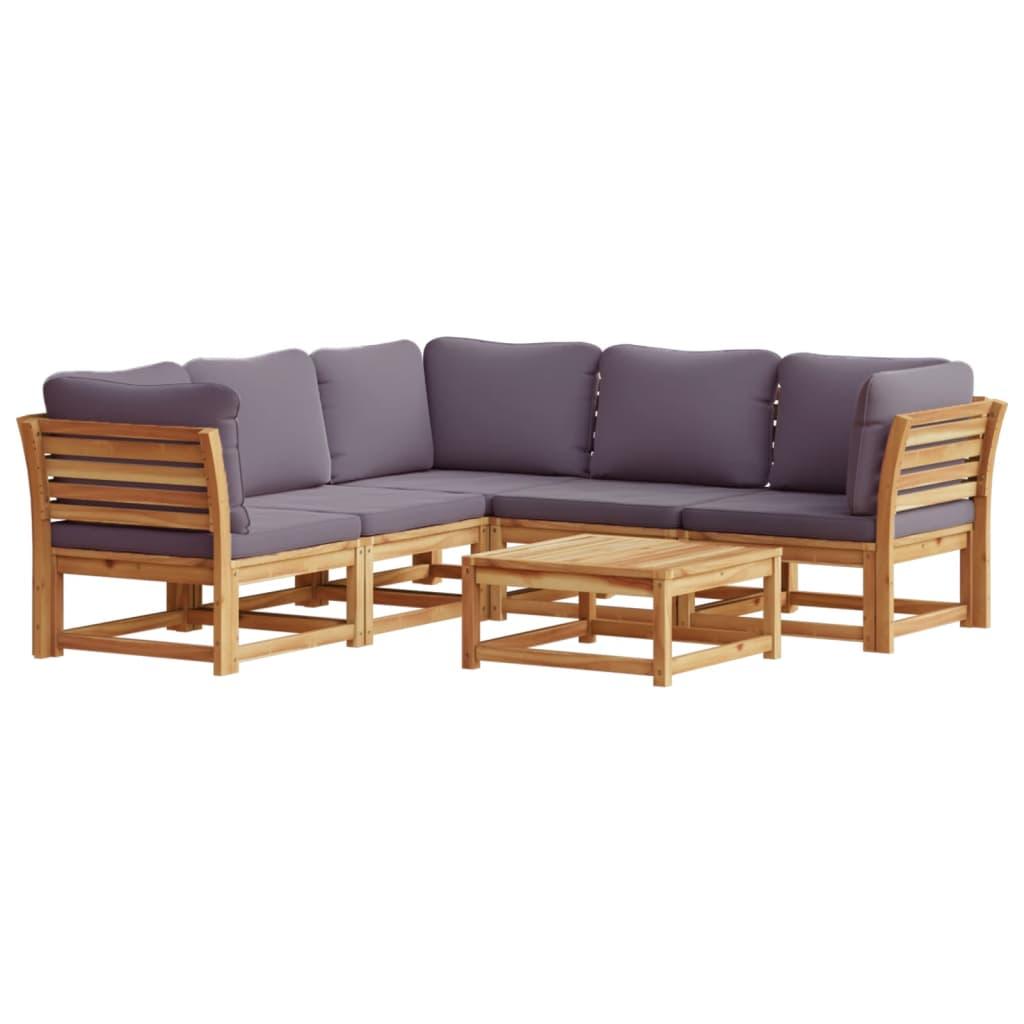 6 Piece Garden Lounge Set with Cushions Solid Wood Acacia