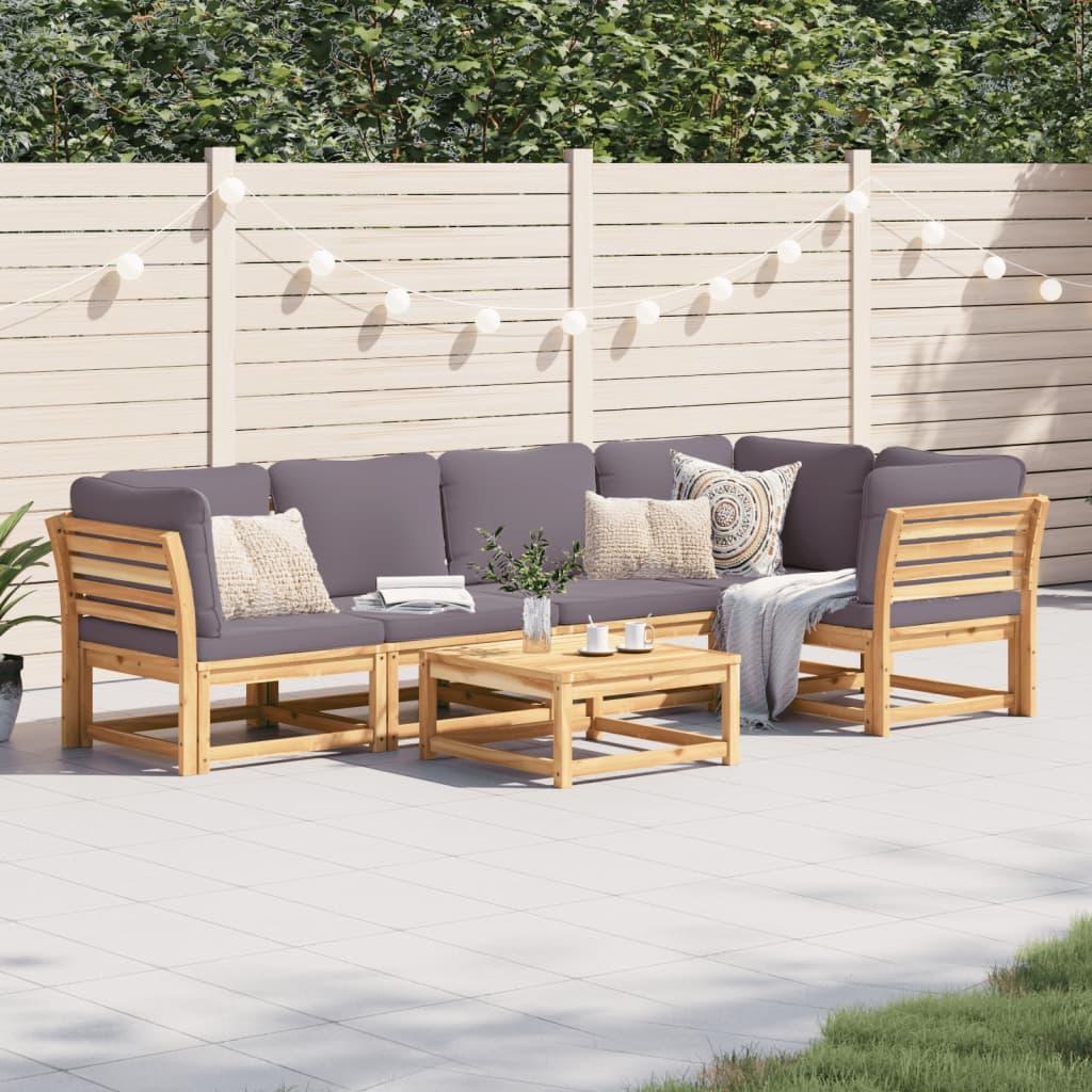 6 Piece Garden Lounge Set with Cushions Solid Wood Acacia