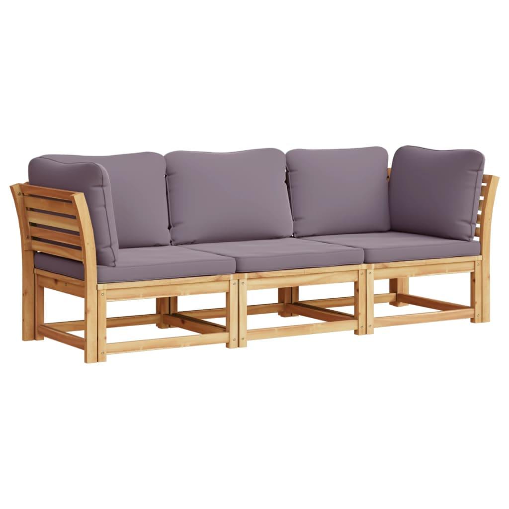 3 Piece Garden Lounge Set with Cushions Solid Wood Acacia